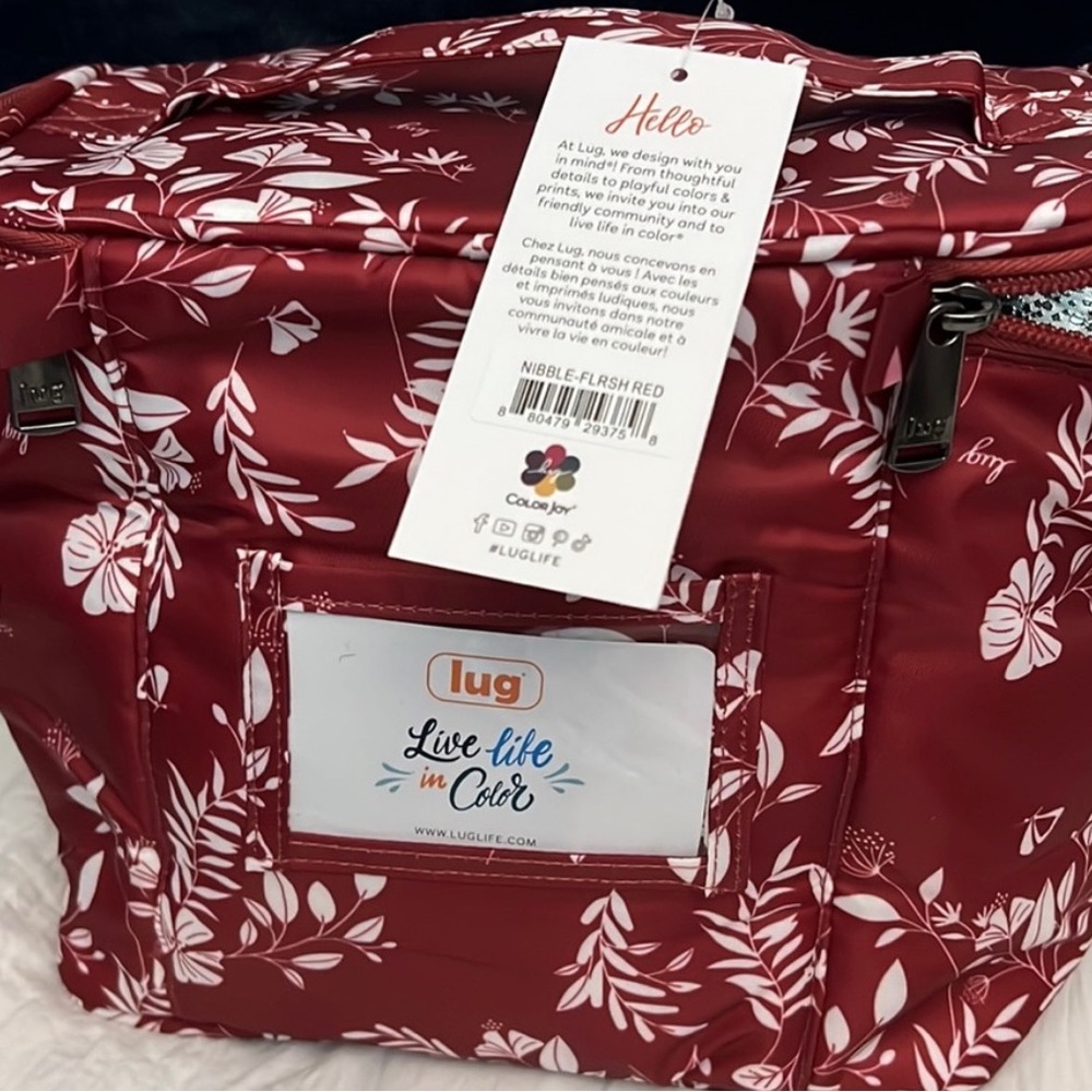 Lug Nibble insulated bag, flourish red. NWT, this print is an exclusive